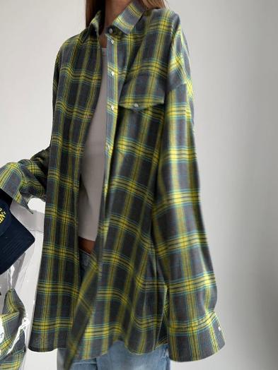 Haley - Oversized Plaid Shirt Dress