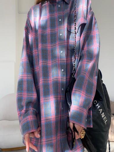 Haley - Oversized Plaid Shirt Dress