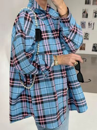 Haley - Oversized Plaid Shirt Dress