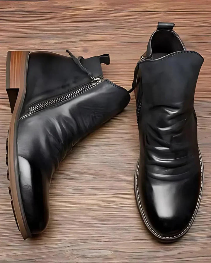 Leonardo - Side Zip Leather Ankle Boots