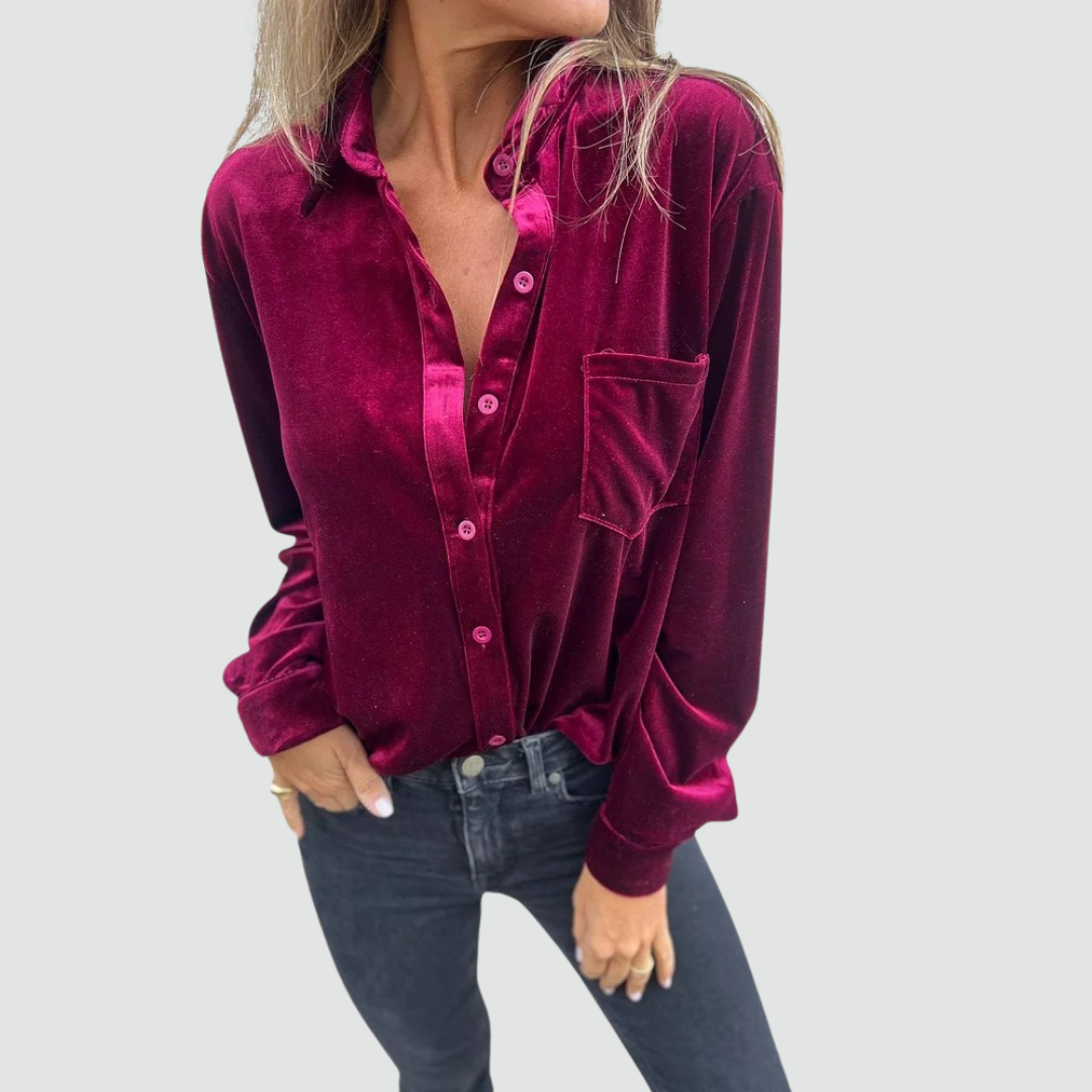 Catherine - Elegant Velvet Blouse