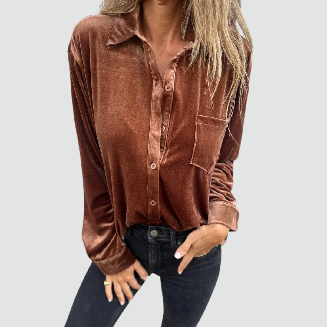 Catherine - Elegant Velvet Blouse