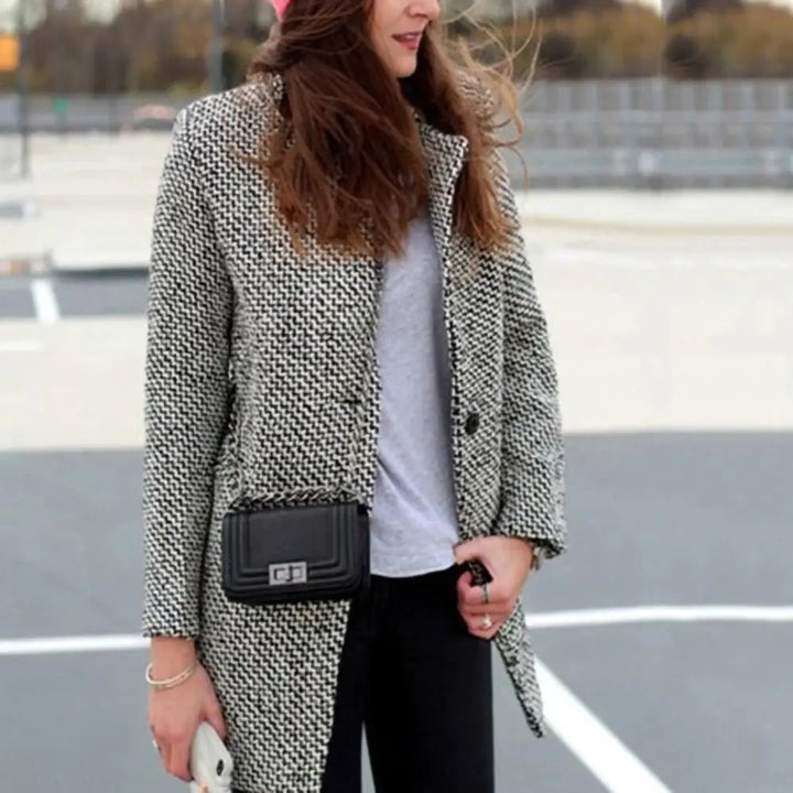 Isla - Houndstooth Long Coat