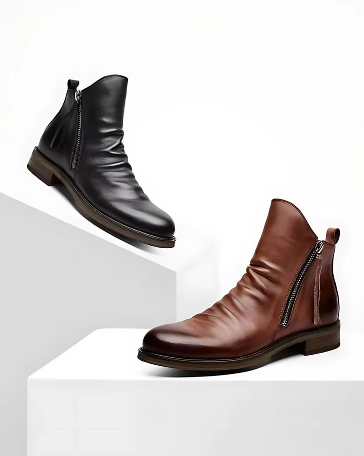 Leonardo - Side Zip Leather Ankle Boots