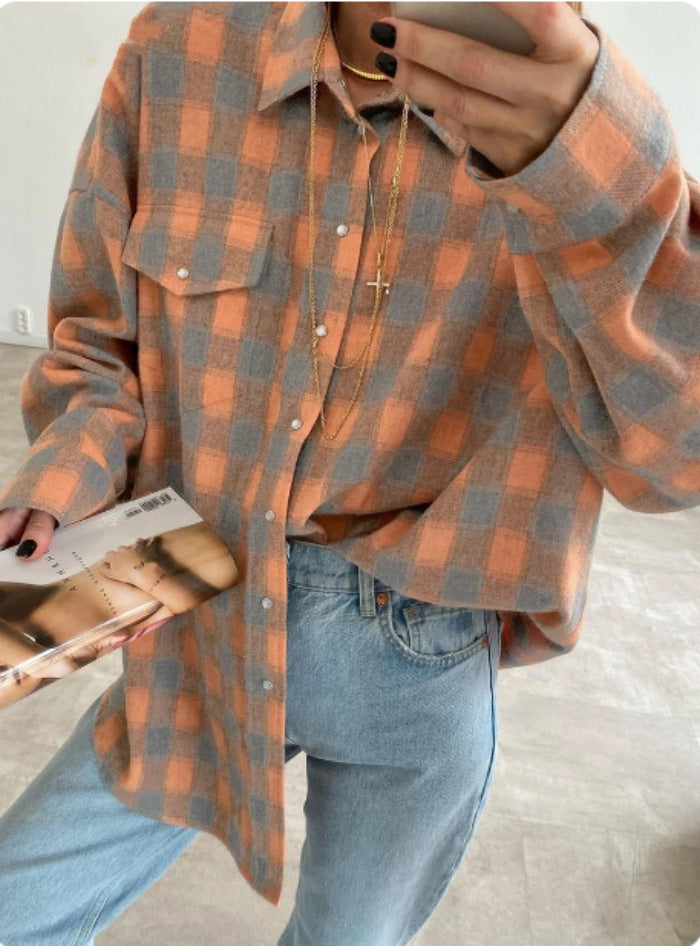 Haley - Oversized Plaid Shirt Dress